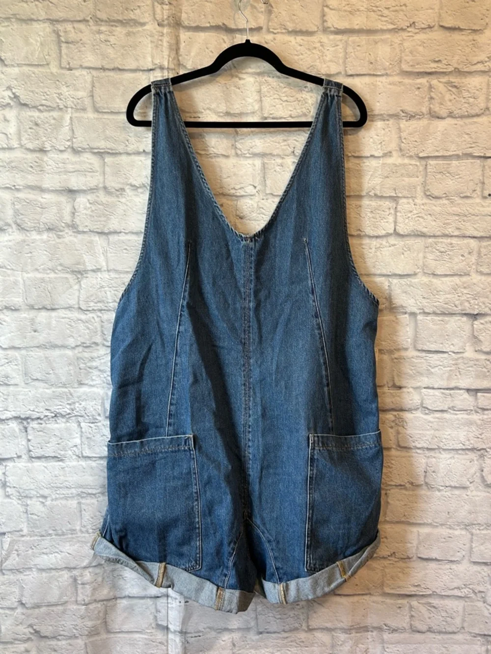 NWT Free People We The Free Highroller Shortall, blue denim, size large - Picture 3 of 8